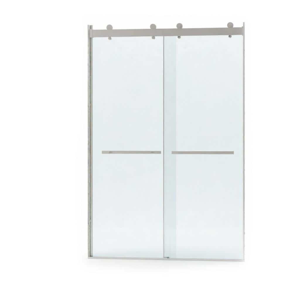"54 in. W x 75 in. H Dual Sliding Frameless Shower Doors in Brushed Nickel with 5/16""(8mm) ANSI-certified Tempered Glass" price history on PriceWatchPro
