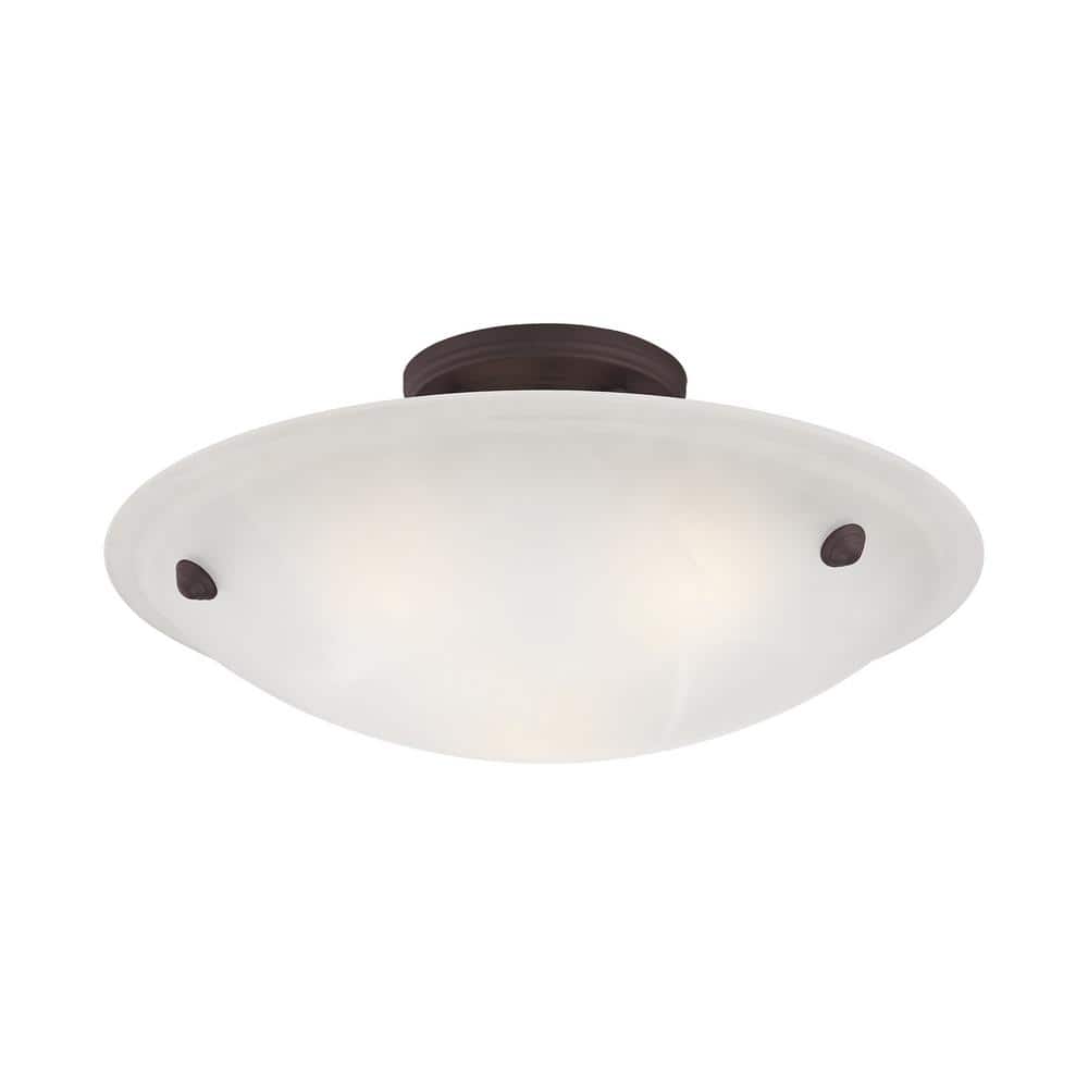 Honey Alabaster Glass Bronze 3-Light Semi-Flush Ceiling Fixture
