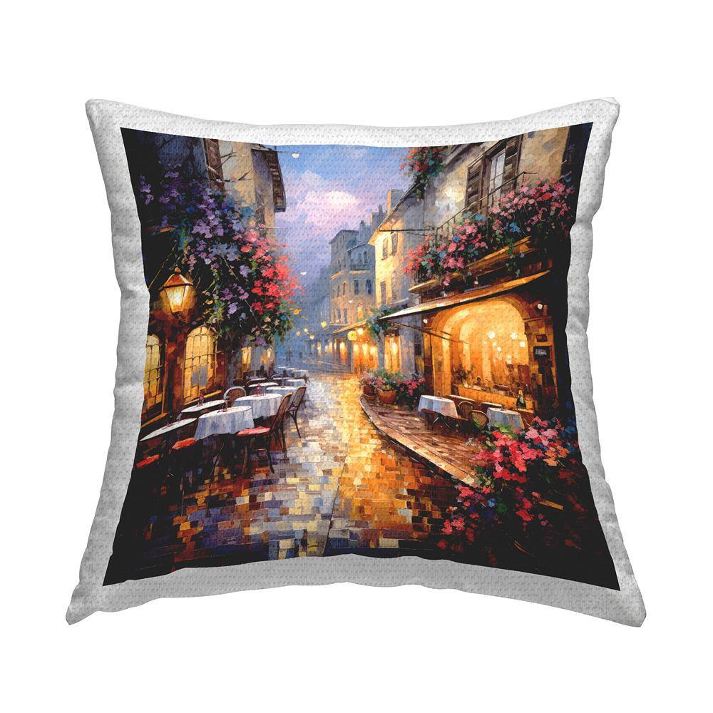 Town Bistro Scenery Multi-Color Square Outdoor Throw Pillow price history on PriceWatchPro