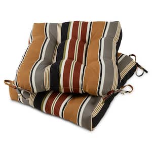 Brick Stripe 20 in. x 20 in. Tufted Square Outdoor Seat Cushion (2-Pack)