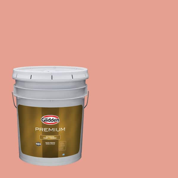 Glidden Premium 5 gal. PPG1191-4 Coral Blush Semi-Gloss Exterior Latex Paint