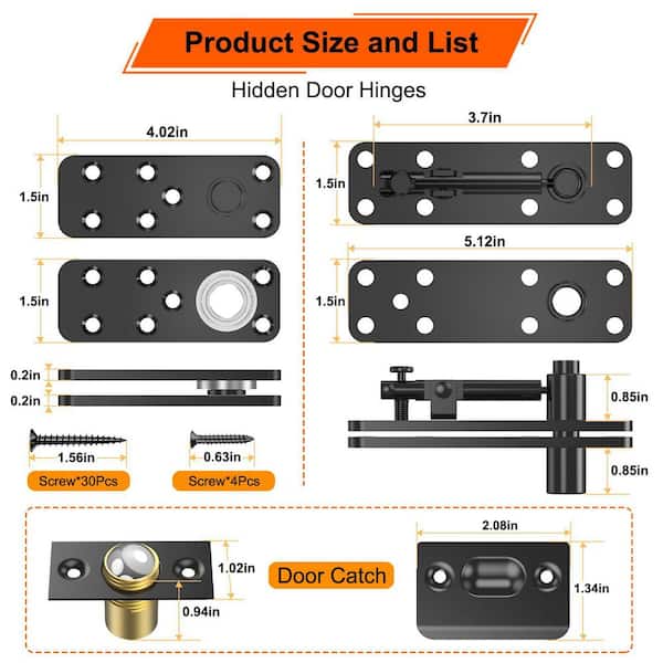 Afoxsos Solid Alloy Steel Black 570LBS Load-Bearing Hidden Door