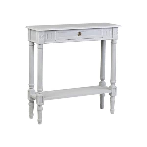 East At Main Marisol 31.5 in. Gray Standard Rectangle Bayur Wood Console Table with Drawer