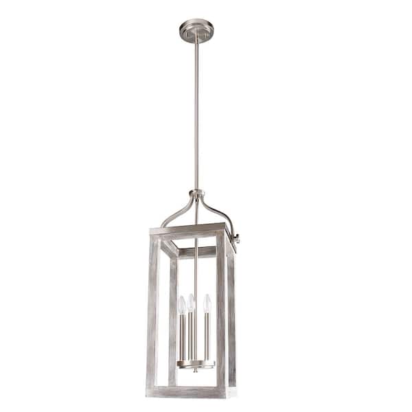Westbury 5-Light Brushed Nickel with Painted Grey Driftwood Pendant