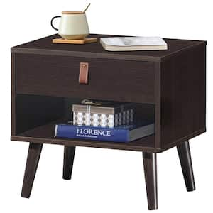 1-Drawer Brown Nightstand Sofa Side End Table Bedside Table 19 in. x 20 in. x 15.5 in.