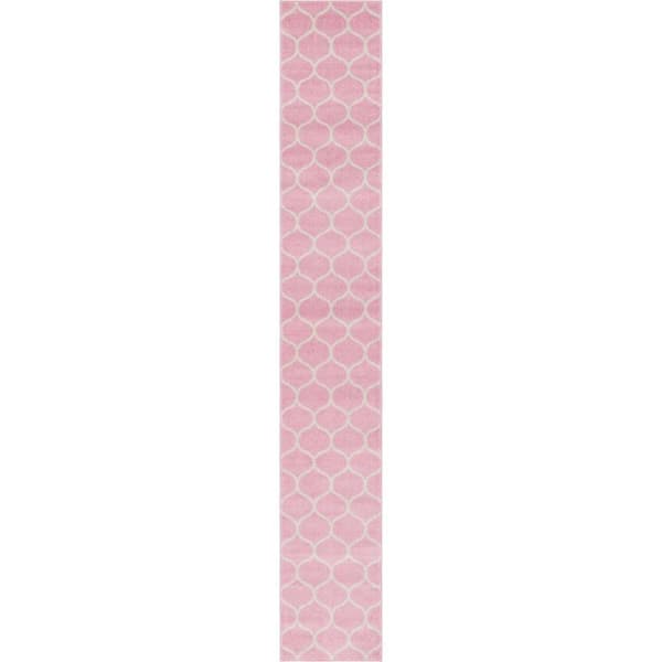 Trellis Frieze Rounded Light Pink 2 ft. x 13 ft. Rug