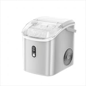 8.5 in. 33 lbs. Portable Nugget Ice Maker with Handle and Soft Chewable Ice in White