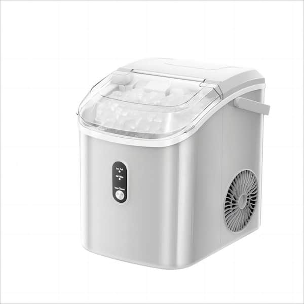 COWSAR 8.5 in. 33 lbs. Portable Nugget Ice Maker with Handle and Soft Chewable Ice in White