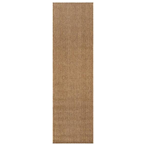 Diamond Grid Natural/Jute Easy-Care Indoor/Outdoor Flat Woven 2 ft. 3 in. x 8 ft. Natural Area Rug