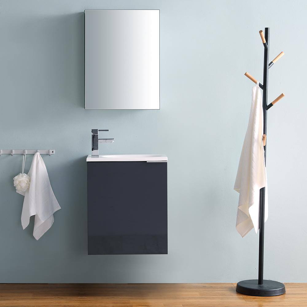 Valencia 20" Glossy Gray Wall-Mounted Vanity Set with Medicine Cabinet