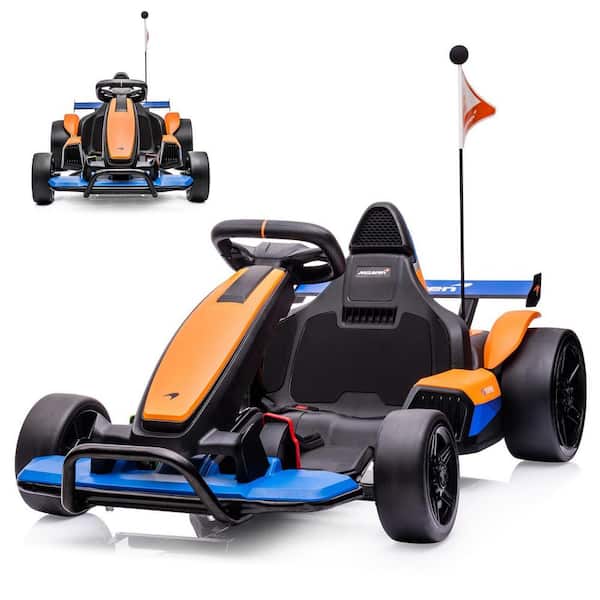 Garvee 24-Volt Electric Go Kart, Licensed McLaren Drift Racing Go Kart, 400-Watt 2-Motor, 10AH Large Battery, Orange