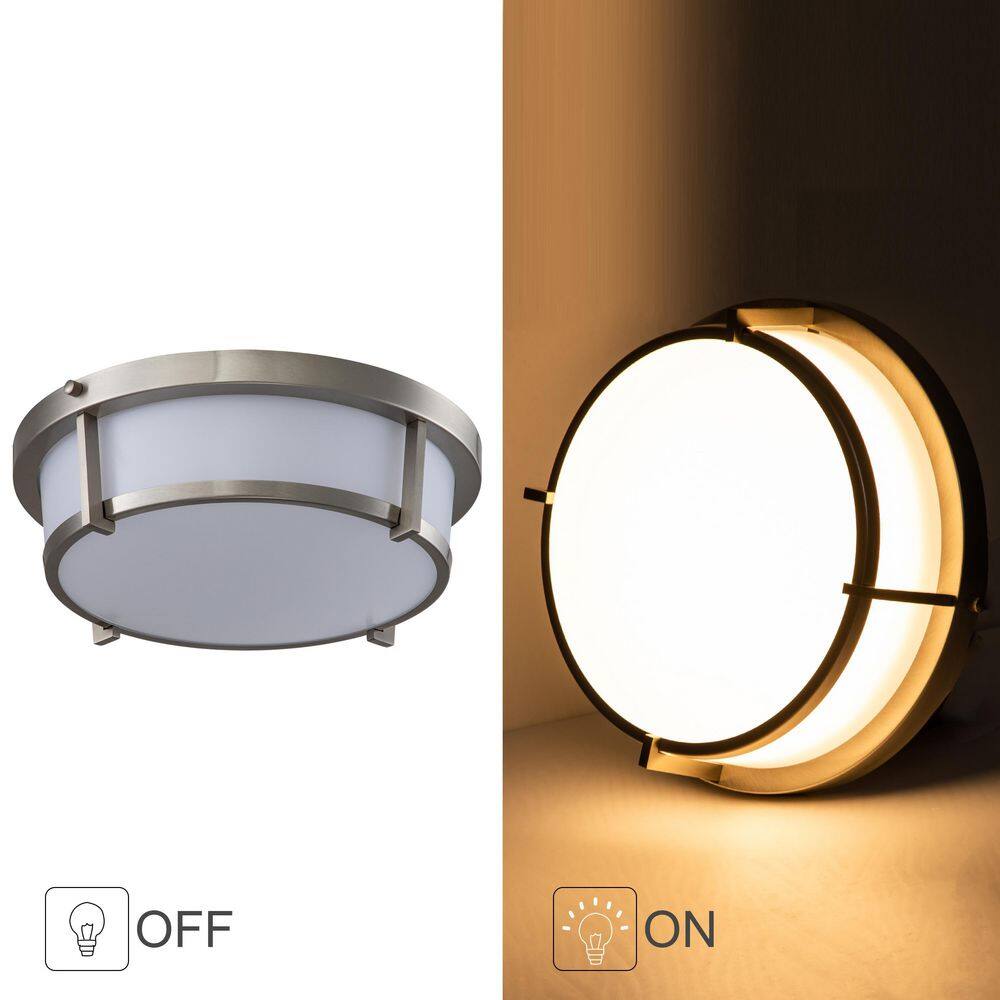 13-inch Brushed Nickel LED Flush Mount with Acrylic Shade