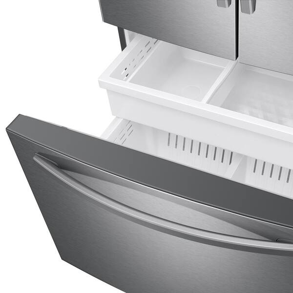 Samsung 28 Cu Ft 3 Door French Door Refrigerator With Internal Water Dispenser In Fingerprint Resistant Stainless Steel Rf28t5101sr The Home Depot