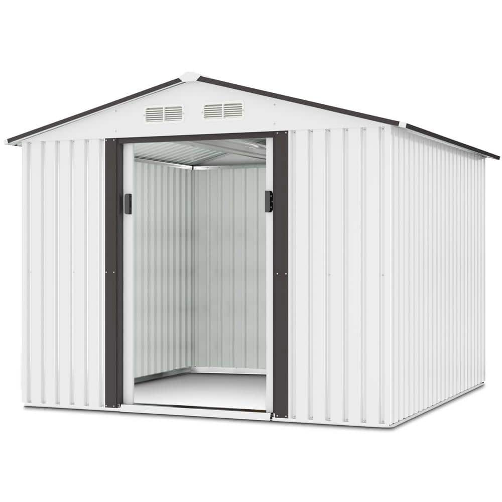 8.4 ft. W x 8.4 ft. D Outdoor Metal Storage Shed Garden Storage Tool with S