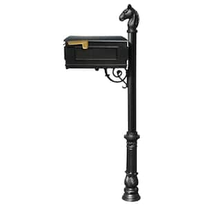 Lewiston Equine Black Post Mount Non-Locking Mailbox