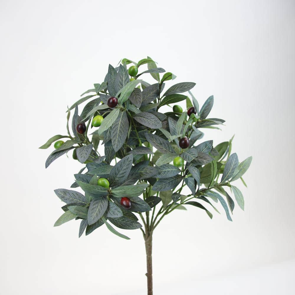 24'' Faux Green Olive Tree in Black Planter Pot