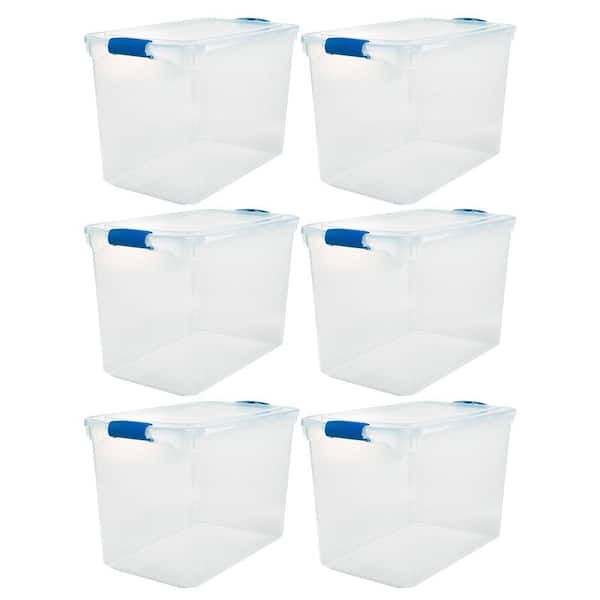 HOMZ 112 qt. Heavy Duty Clear Plastic Stackable Storage Containers (6-Pack)