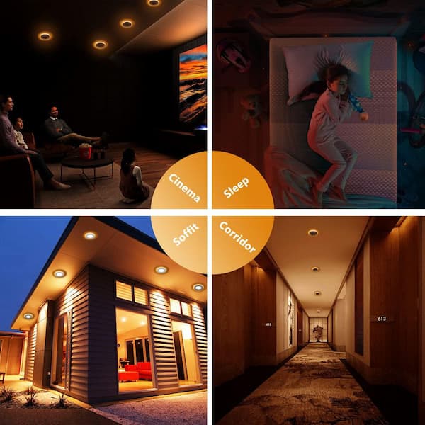 4 in. Canless Ultra Thin Wafer Integrated LED Recessed Light Trim with Night Light, Dimmable 5CCT, (2-Pack)