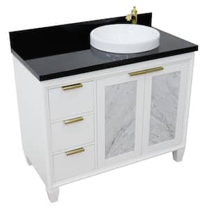 43 in. W x 22 in. D Single Bath Vanity in White with Granite Vanity Top in Black with Right White Round Basin