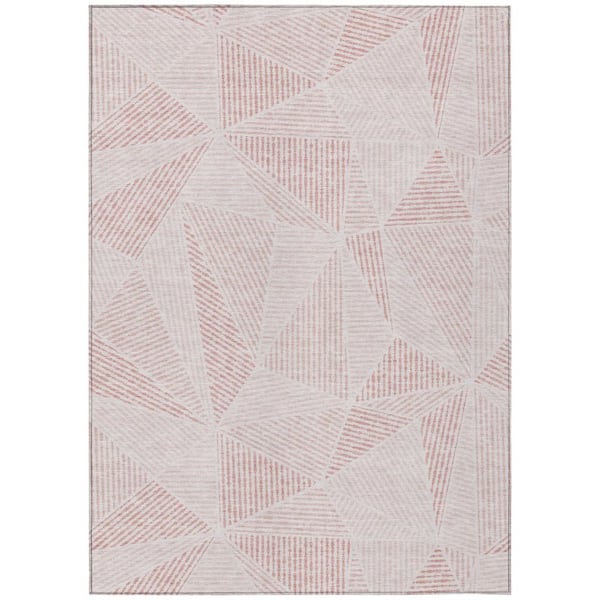 Blush, Pink 8 ft. x 10 ft. Woven Geometric Polyester Rectangle Indoor/Outdoor Area Rug