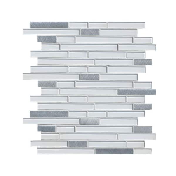 MSI Lucid Sky Interlocking 12 in. x 12 in. x 0.16 in. Glass/Metal Mesh-Mounted Mosaic Wall Tile (1 sq. ft./Case)