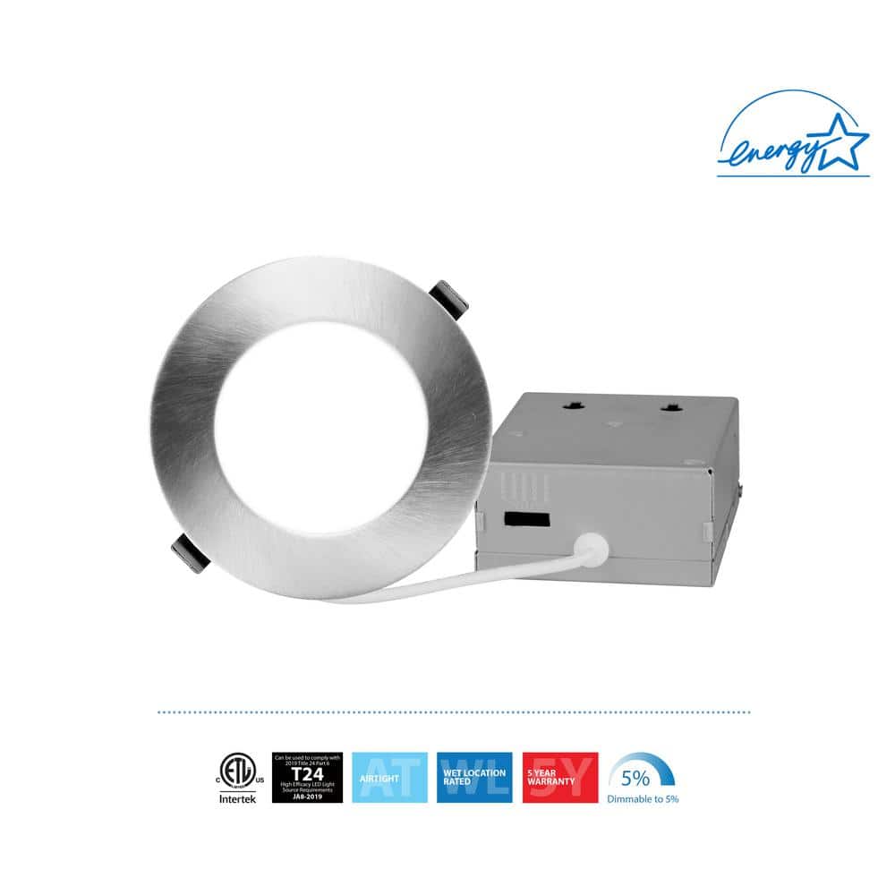 Nickel 4'' Round LED Canless Recessed Lighting Kit