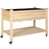 VEIKOUS 48 in. x 24 in. x 33 in. Cedar Wood Raised Garden Bed with Lockable Wheels, Liner PG0102-02