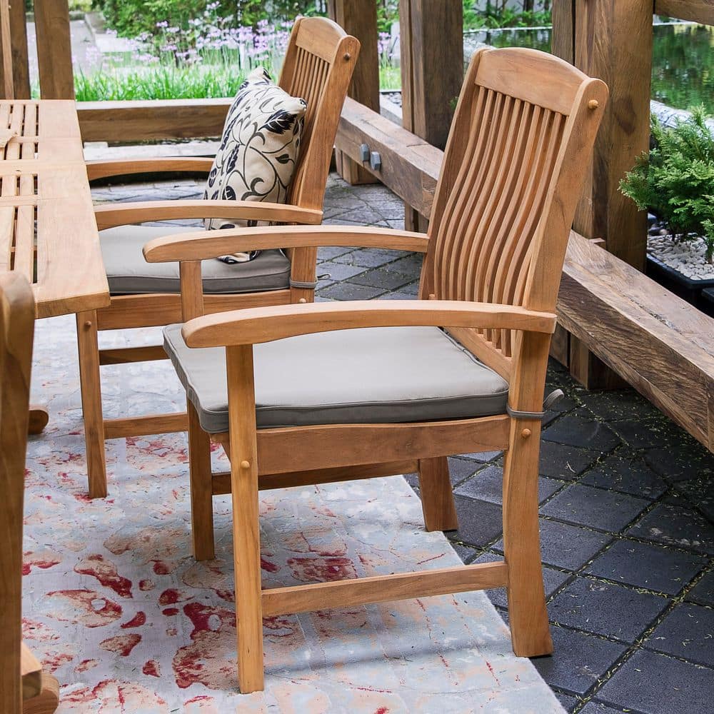Caterina 6-Piece Teak Wood Outdoor Dining Set with Beige Cushions