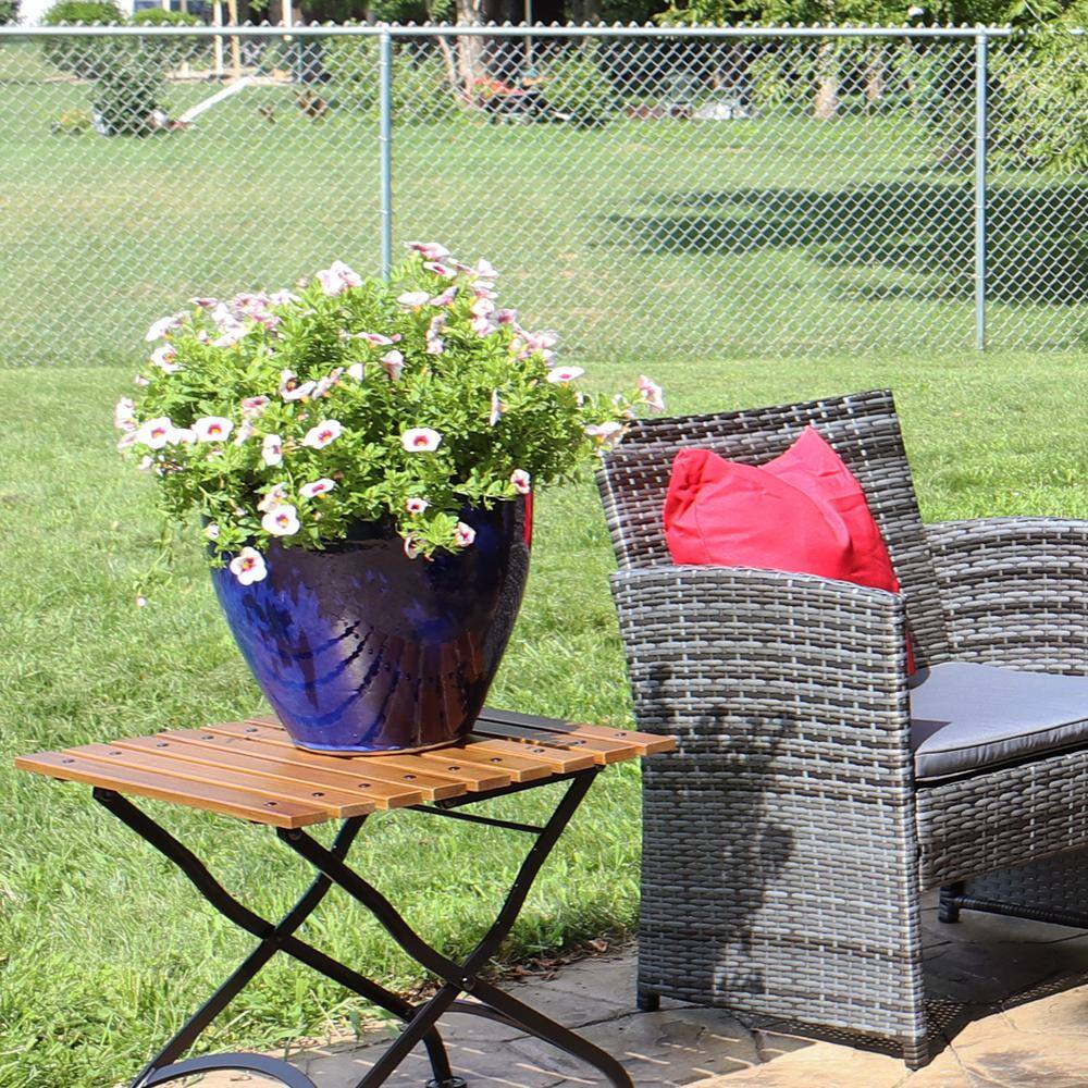Imperial Blue Large Ceramic Indoor/Outdoor Planter with Glazed Finish