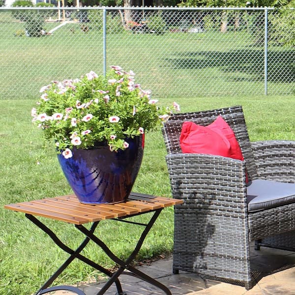 Sunnydaze Chalet 15 in. Blue Ceramic Indoor/Outdoor Planter AP-827