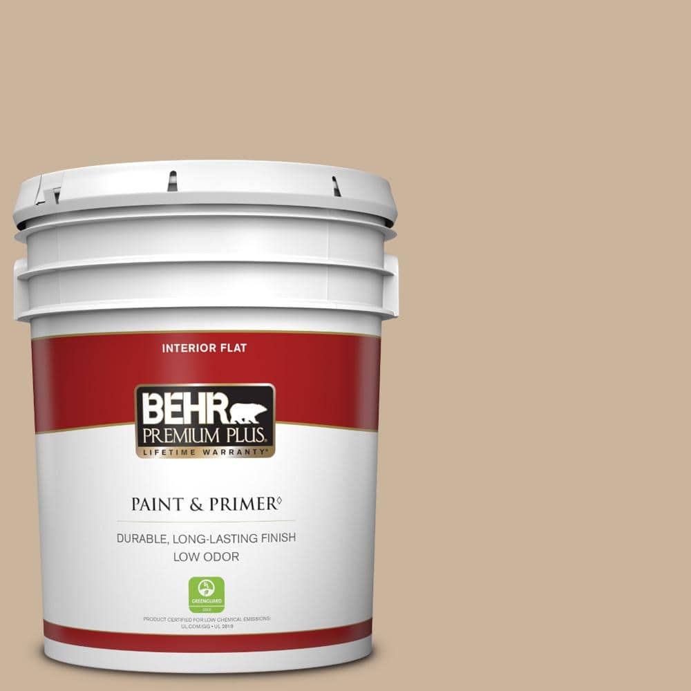 5 gal. #PPU4-07 Mushroom Bisque Flat Low Odor Interior Paint & Primer -  BEHR PREMIUM PLUS, 07735505