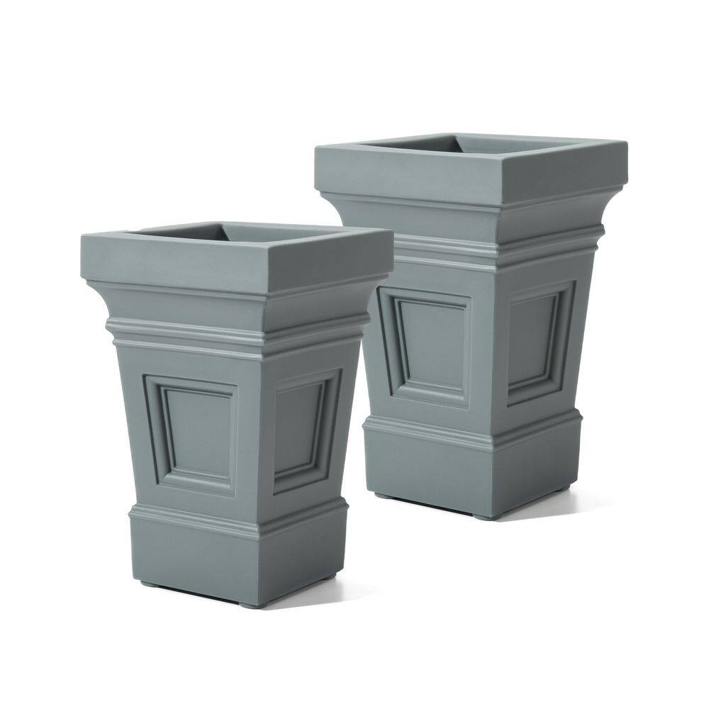 Winfield Large 24 in. H x 15.5 in. W x 15.5 in. D Sage Gray Resin Square Indoor/Outdoor Planter, 2-Pack price history on PriceWatchPro