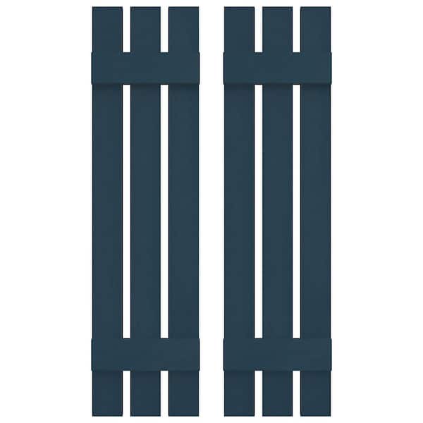 Builders Edge 12 in. W x 51 in. H Vinyl Exterior Spaced Board and Batten Shutters Pair in Classic Blue