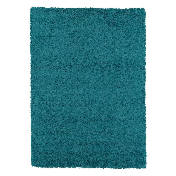 Sweet Home Stores Cozy Shag Collection Turquoise 7 ft. x 9 ft. Indoor Area Rug