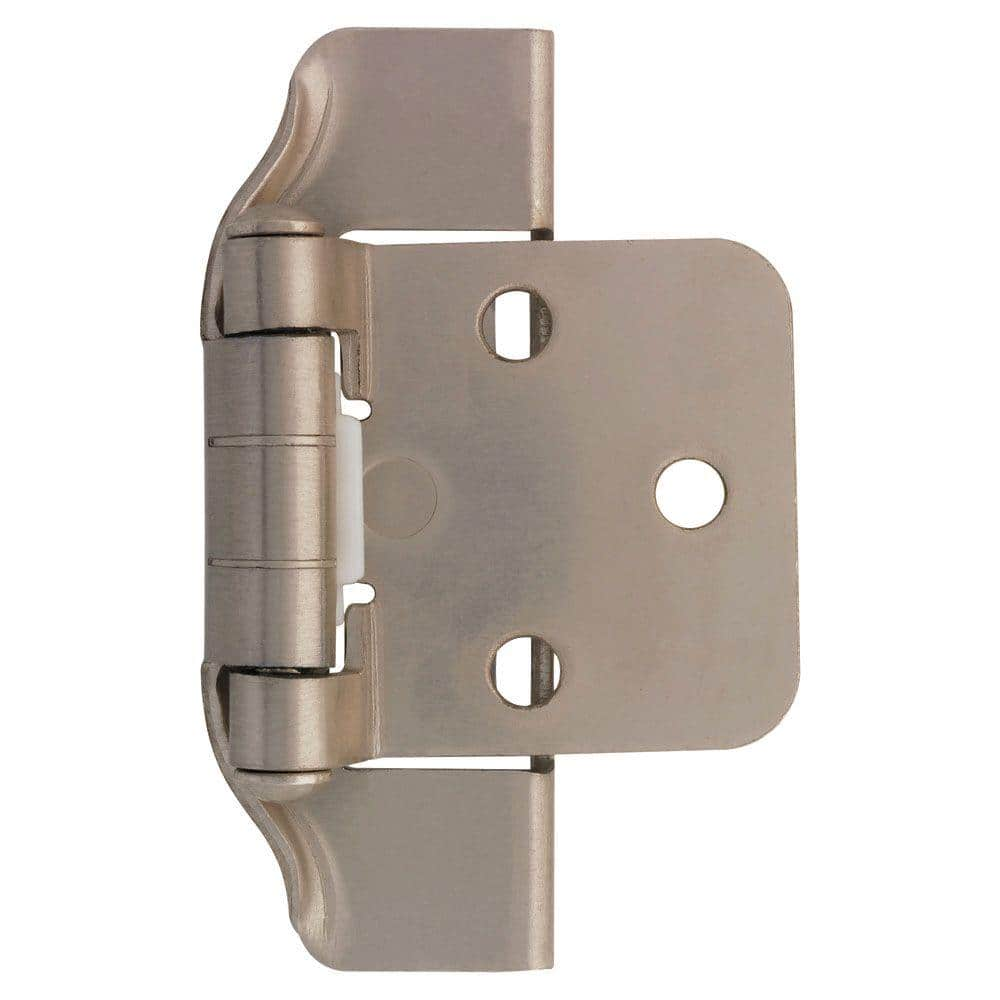 Liberty Satin Nickel Semi Wrap 1 2 in. Overlay Cabinet Hinge 1 Pair H01915C SN O The Home Depot