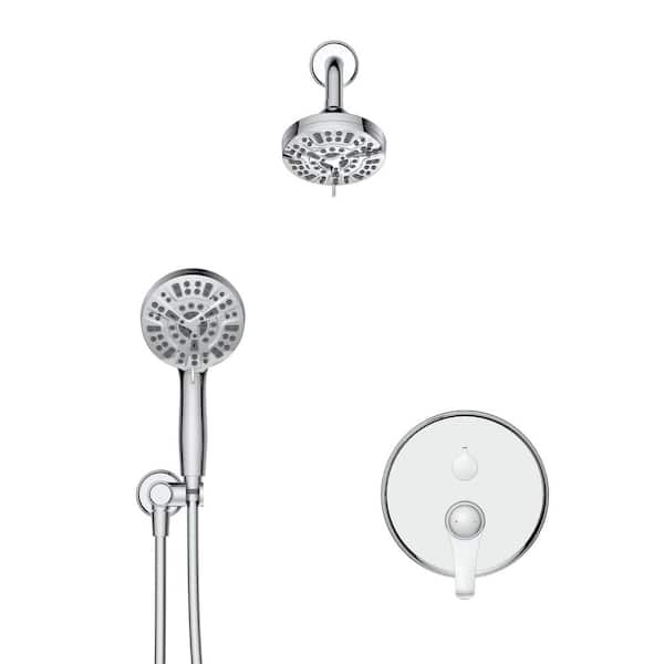 MYCASS 1-Handle 9-Spray Shower Faucet 2 GPM with 360 Degree Swivel in Chrome(Valve Included)