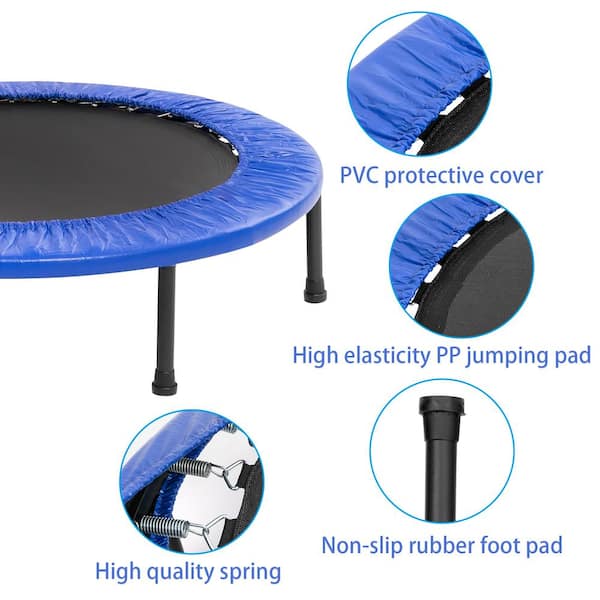 Gymax 38 in. Blue Folding Mini Trampoline Fitness Rebounder with Safety Pad  GYM06597 - The Home Depot