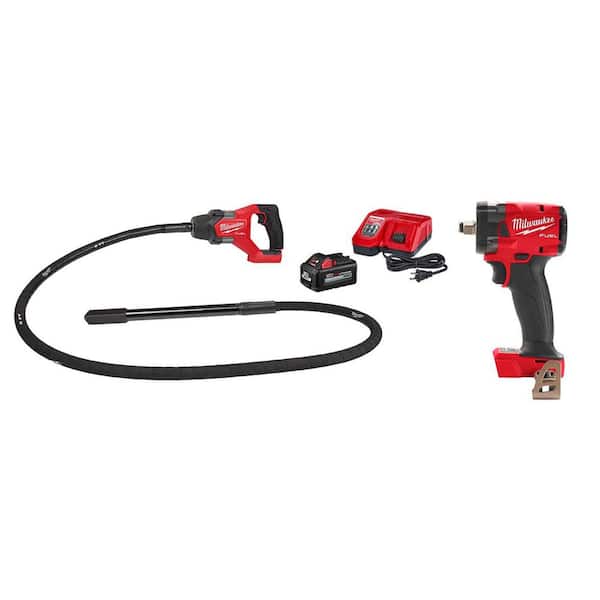 M18 FUEL 18V Lithium-Ion Brushless Cordless 8 ft. Concrete Pencil Vibrator Kit w/ 6.0 Ah Battery & Impact Wrench