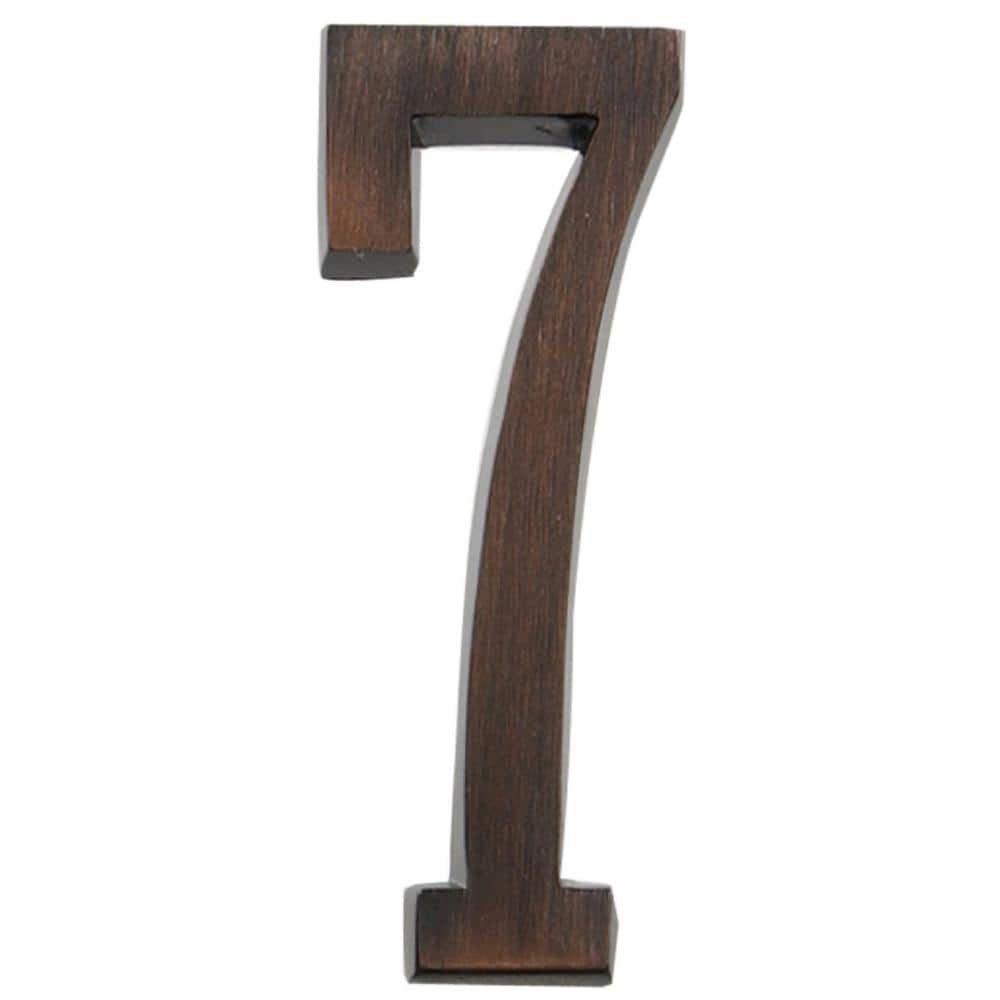 Everbilt 4 in. Aged Bronze Flush Mount Self-Adhesive House Number 7 ...