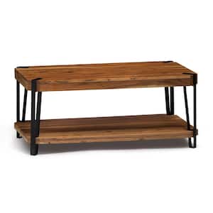 Ryegate 48 in. Natural Rectangle Wood Top Coffee Table with Shelf