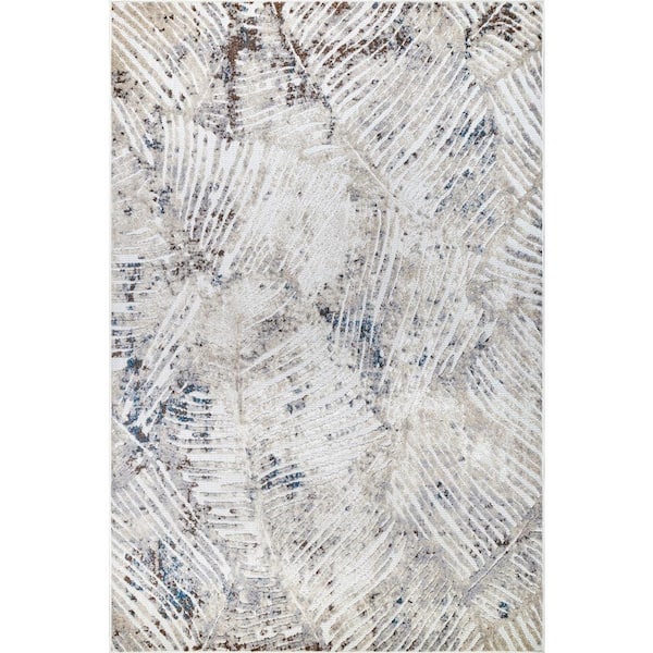 nuLOOM Hanna Textured Abstract Beige 5 ft. x 8 ft. Indoor/Outdoor Patio Area Rug