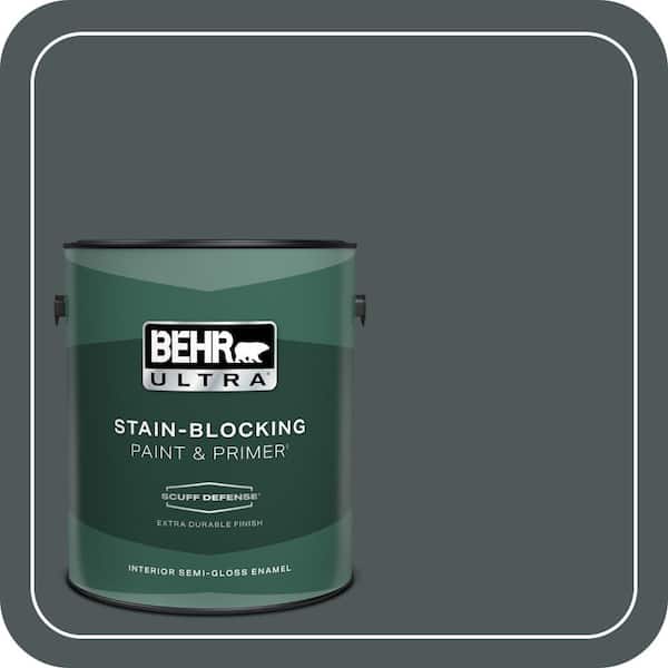 BEHR ULTRA 1 gal. #N440-7 Midnight in NY Extra Durable Semi-Gloss Enamel Interior Paint & Primer