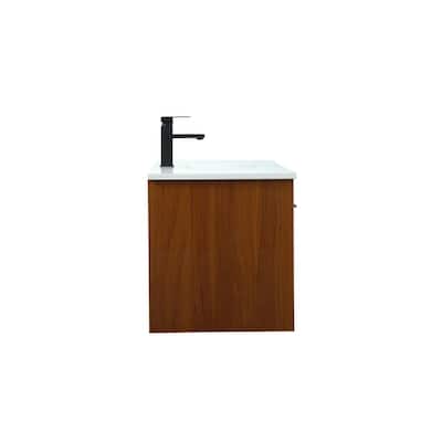Timeless Home 48 in. W Single Bath Vanity in Teak with Quartz Vanity Top in Ivory with White Basin