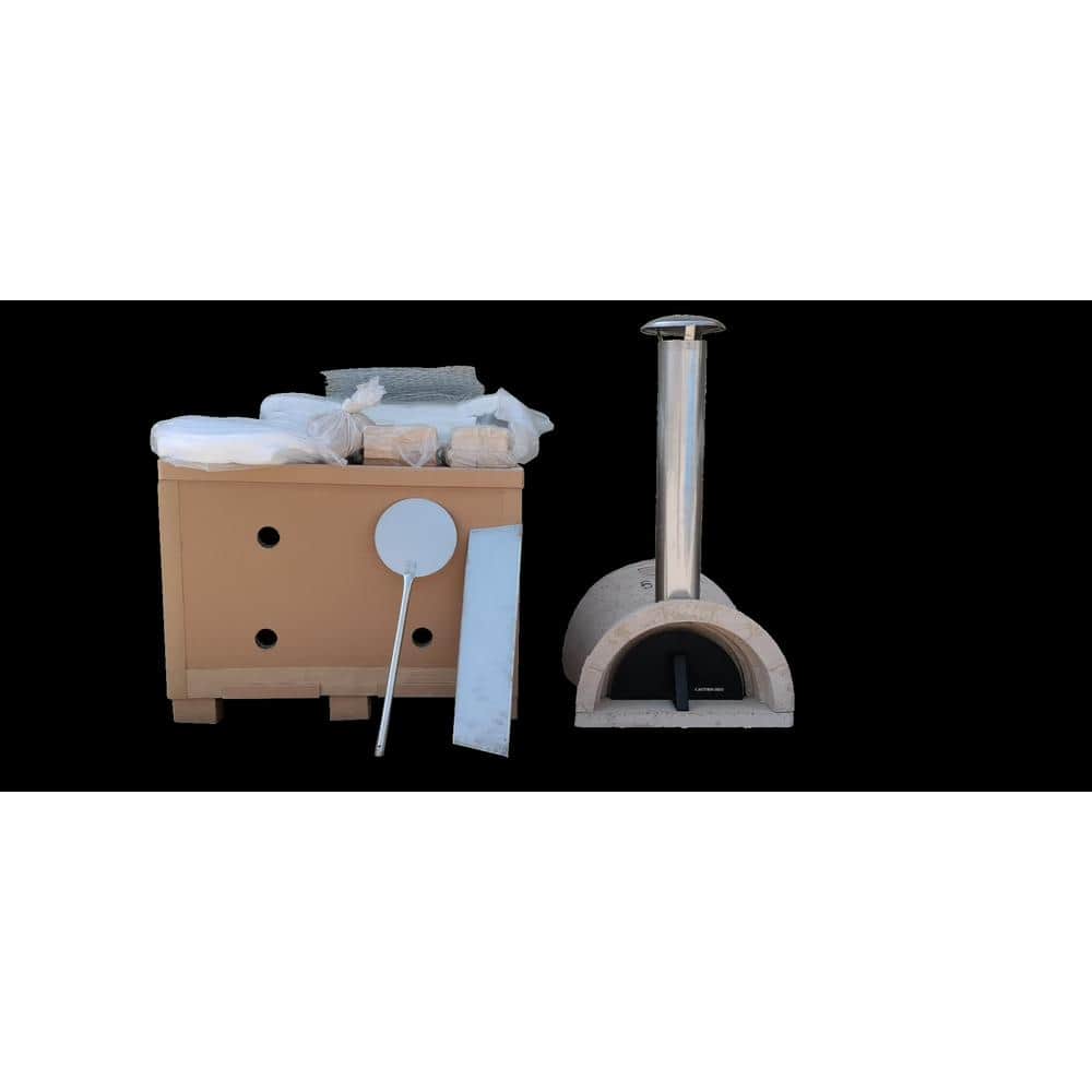 WPPO Stainless Steel Outdoor Wood Fired Pizza Oven with Black Door