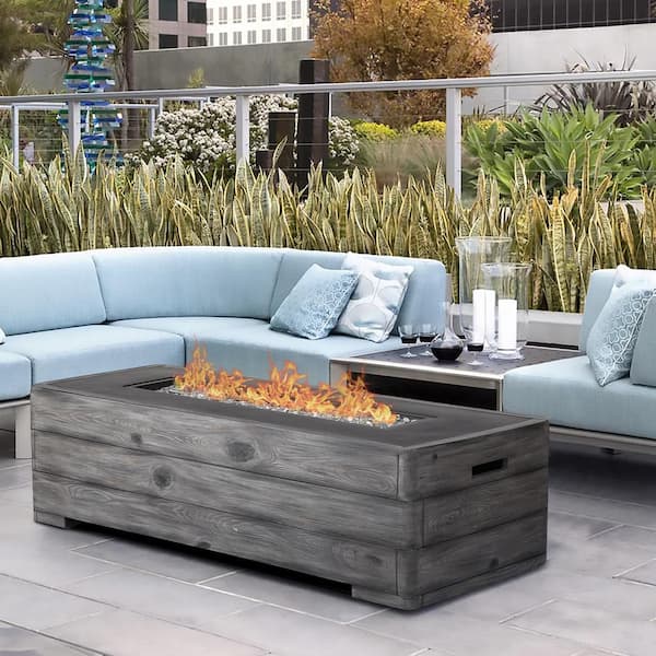 Without Tank Cover Grey Fire Pit, Rectangle Propane Fire Pit