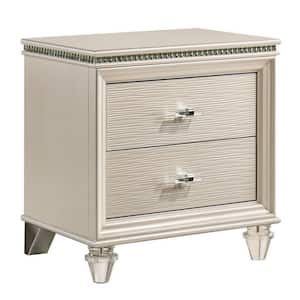 22.875 in. White 2-Drawer Wooden Nightstand