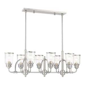 Billingham 8-Light Brushed Nickel Linear Chandelier with Clear Seeded Glass