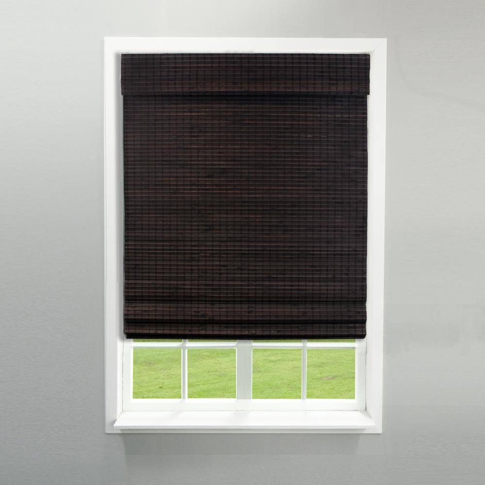Cordless Espresso Bamboo Blackout Roman Shade
