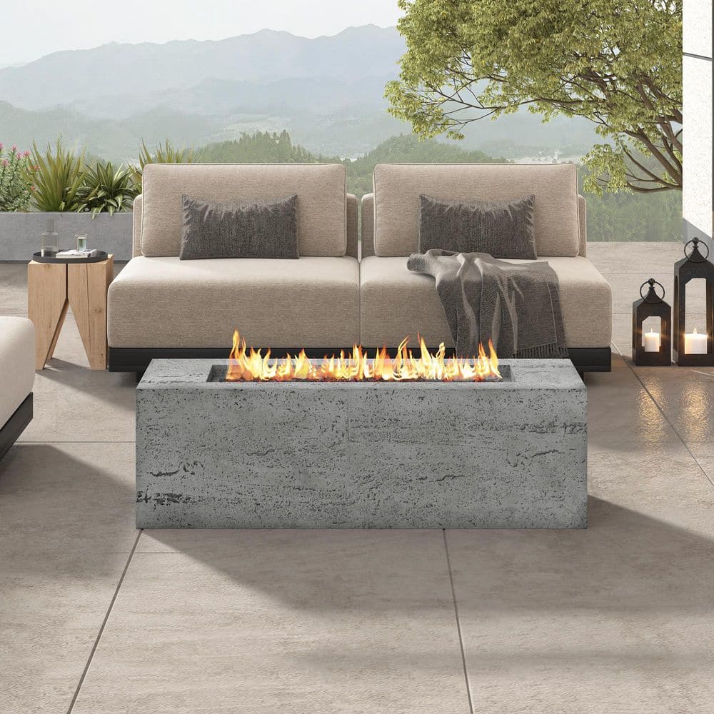 Ashforde Patio 40000 BTU Propane Gray Rectangle MGO Outdoor Fire Pit with Steel Burner, Lava Rocks and Cover price history on PriceWatchPro