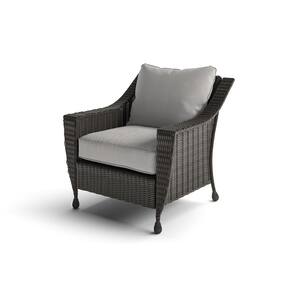 Juliet Brown Stationary Wicker Outdoor Lounge Chair with Brown Cushion
